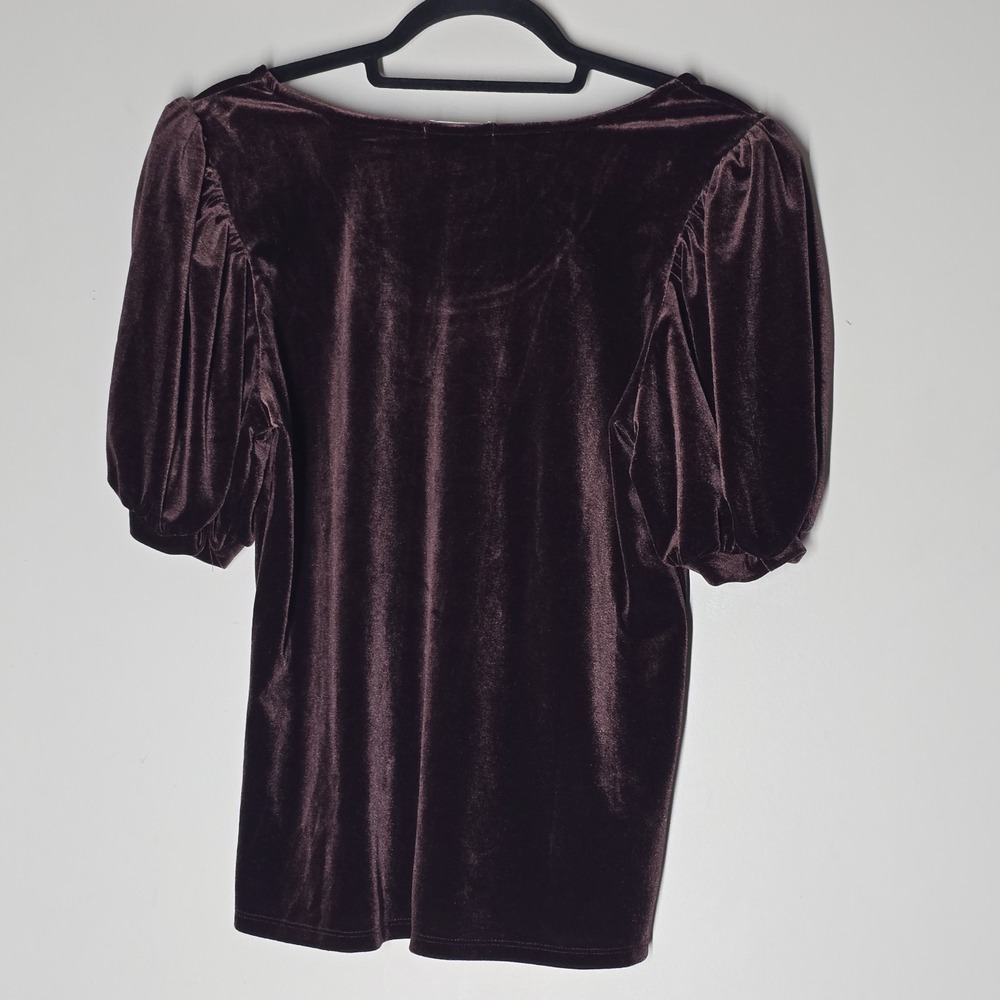 Maurices Romantic Velvet Puff Sleeve Top Purple Short Sleeve Womens M Whimsygoth - Picture 6 of 6